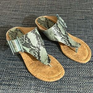 Donald Pliner teal snake Wedge